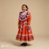 Orange Traditional Jalisco One-Piece Dress for Girls & Teens (Size 4)