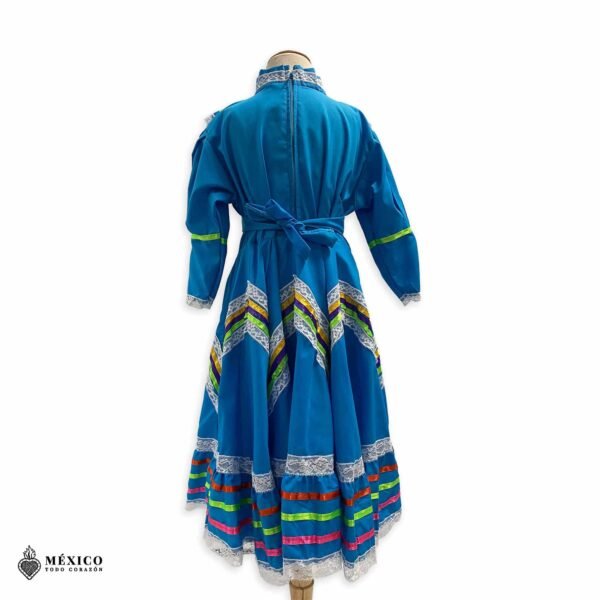 Light Blue Traditional Jalisco One-Piece Dress for Girls & Teens (Size 4)
