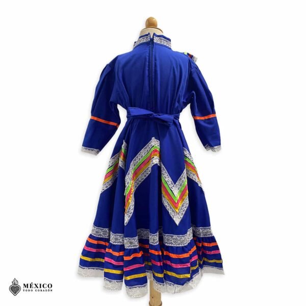 Royal Blue Traditional Jalisco One-Piece Dress for Girls & Teens (Size 4)