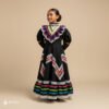 Black Traditional Jalisco One-Piece Dress for Girls & Teens (Size 6)
