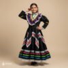 Black Traditional Jalisco One-Piece Dress for Girls & Teens (Size 6)