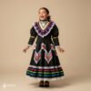Black Traditional Jalisco One-Piece Dress for Girls & Teens (Size 6)