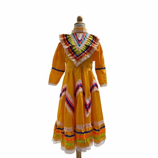 Yellow Traditional Jalisco One-Piece Dress for Girls & Teens (Size 6)
