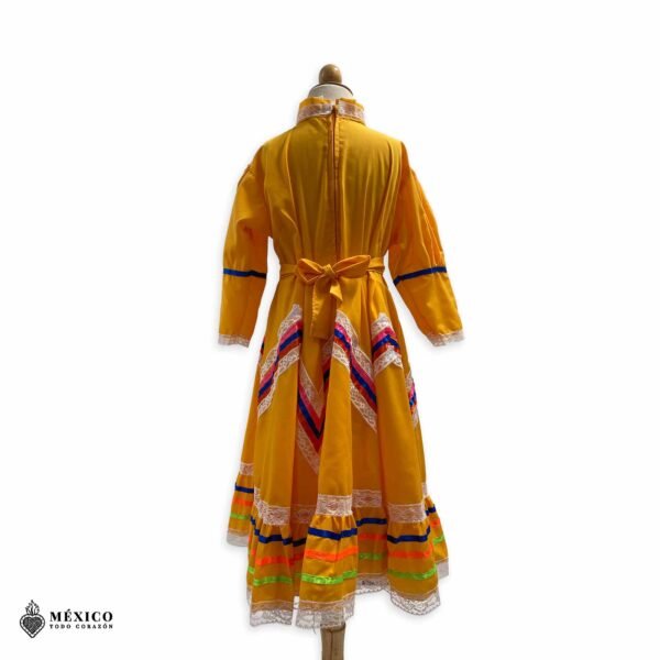 Yellow Traditional Jalisco One-Piece Dress for Girls & Teens (Size 6)