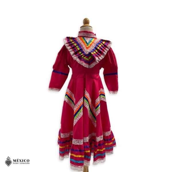 Pink Traditional Jalisco One-Piece Dress for Girls & Teens (Size 6)