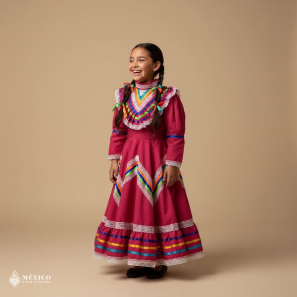 Pink Traditional Jalisco One-Piece Dress for Girls & Teens (Size 6)