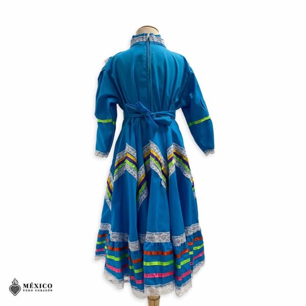 Light Blue Traditional Jalisco One-Piece Dress for Girls & Teens (Size 6)