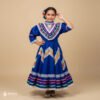 Blue Traditional Jalisco One-Piece Dress for Girls & Teens (Size 8)