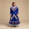 Blue Traditional Jalisco One-Piece Dress for Girls & Teens (Size 8)