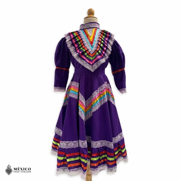 Purple Traditional Jalisco One-Piece Dress for Girls & Teens (Size 8)