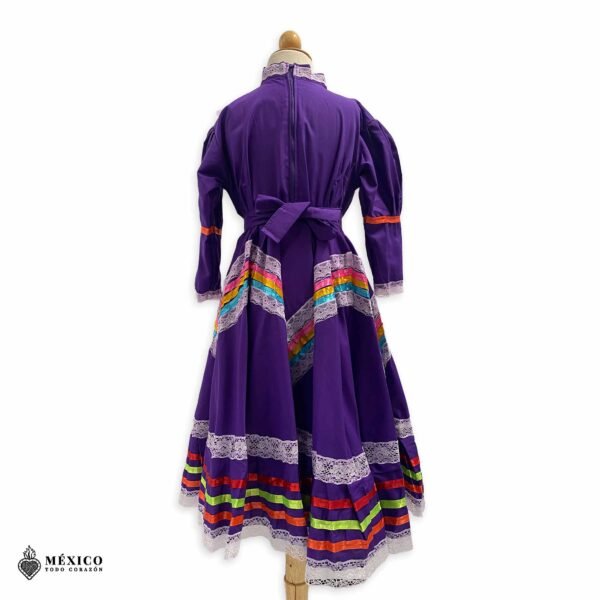 Purple Traditional Jalisco One-Piece Dress for Girls & Teens (Size 8)