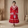 Red Traditional Jalisco One-Piece Dress – Mexican Folklore Wear (Size 12)