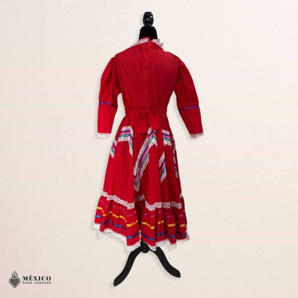 Red Traditional Jalisco One-Piece Dress – Mexican Folklore Wear (Size 12)