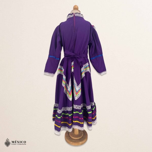 Purple Traditional Jalisco One-Piece Dress for Girls & Teens (Size 8)