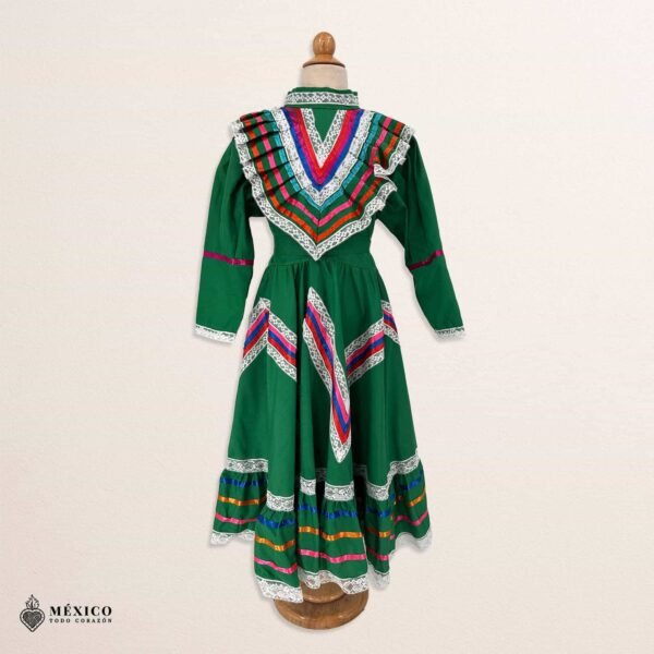 GreenTraditional Jalisco One-Piece Dress for Girls & Teens (Size 8)