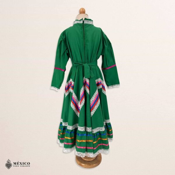 GreenTraditional Jalisco One-Piece Dress for Girls & Teens (Size 8)