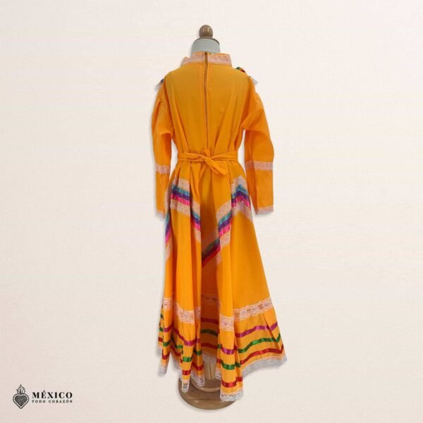 Yellow Traditional Jalisco One-Piece Dress for Girls & Teens (Size 8)