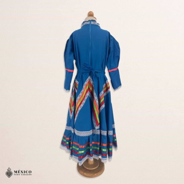 Light Blue Traditional Jalisco One-Piece Dress for Girls & Teens (Size 8)