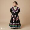 Black Traditional Jalisco One-Piece Dress for Girls & Teens (Size 4)