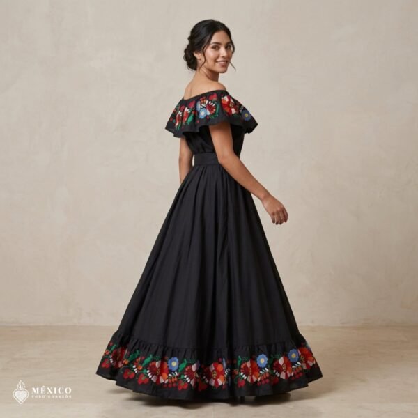Traditional Mexican Embroidered Floral Dress – Handmade Special Edition.