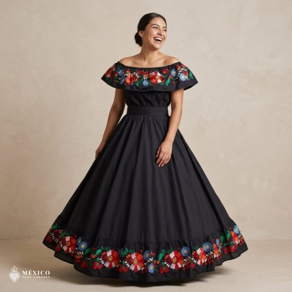 Traditional Mexican Embroidered Floral Dress – Handmade Special Edition.