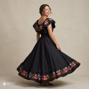 Traditional Mexican Embroidered Floral Dress – Handmade Special Edition.