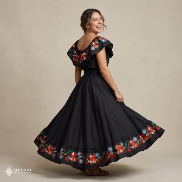 Traditional Mexican Embroidered Floral Dress – Handmade Special Edition.