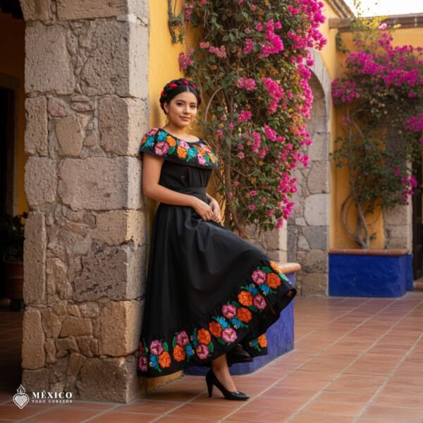 Traditional Mexican Embroidered Floral Dress – Handmade Special Edition.