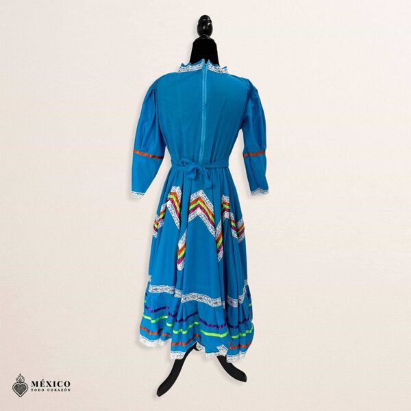 Light Blue Traditional Jalisco One-Piece Dress for Girls & Teens (Size 10)