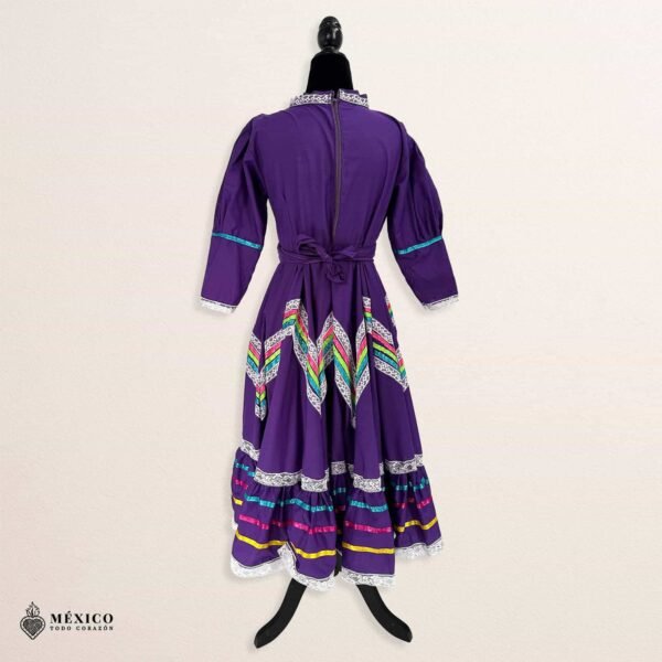 Purple Traditional Jalisco One-Piece Dress for Girls & Teens (Size 10)