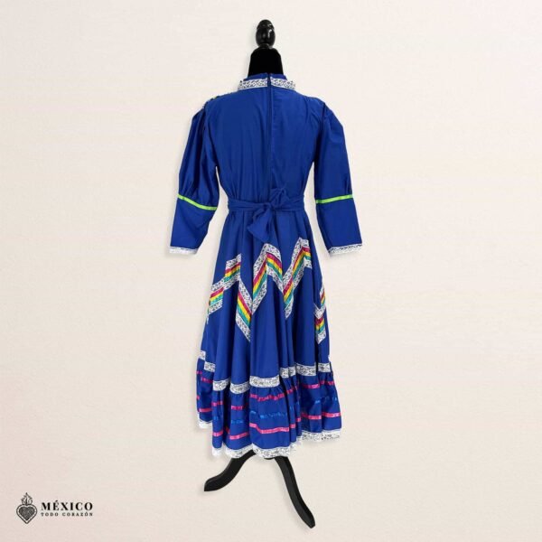 Blue Traditional Jalisco One-Piece Dress for Girls & Teens (Size 10)