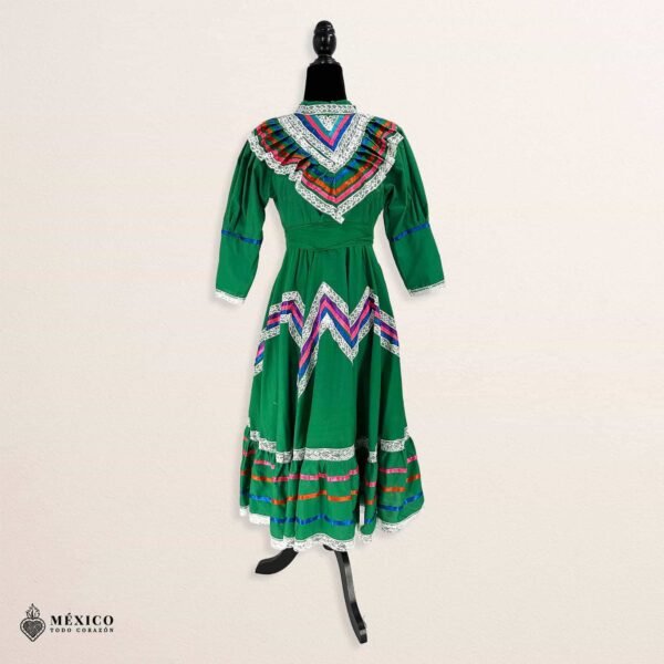Green Traditional Jalisco One-Piece Dress for Girls & Teens (Size 10)