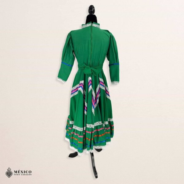 Green Traditional Jalisco One-Piece Dress for Girls & Teens (Size 10)