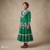 Green Traditional Jalisco One-Piece Dress for Girls & Teens (Size 10)