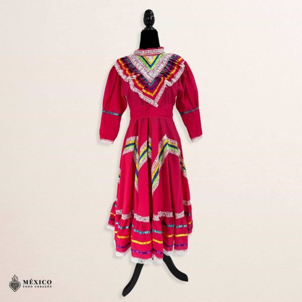 Pink Traditional Jalisco One-Piece Dress for Girls & Teens (Size 10)
