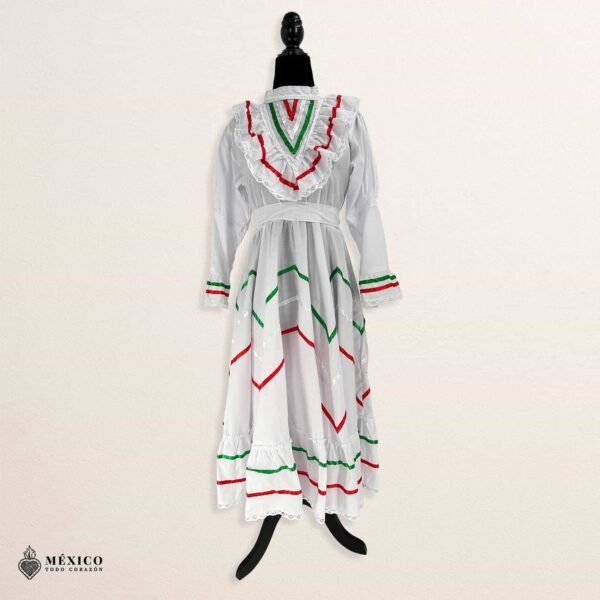 White Traditional Jalisco One-Piece Dress for Girls & Teens (Size 10)
