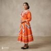 Orange Traditional Jalisco One-Piece Dress for Girls & Teens (Size 10)