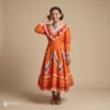Orange Traditional Jalisco One-Piece Dress for Girls & Teens (Size 10)