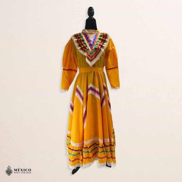 Yellow Traditional Jalisco One-Piece Dress for Girls & Teens (Size 12)
