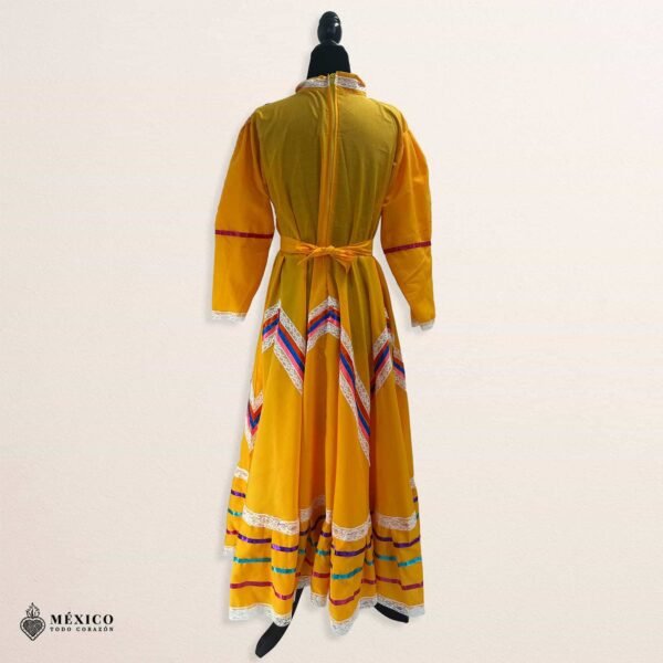 Yellow Traditional Jalisco One-Piece Dress for Girls & Teens (Size 10)