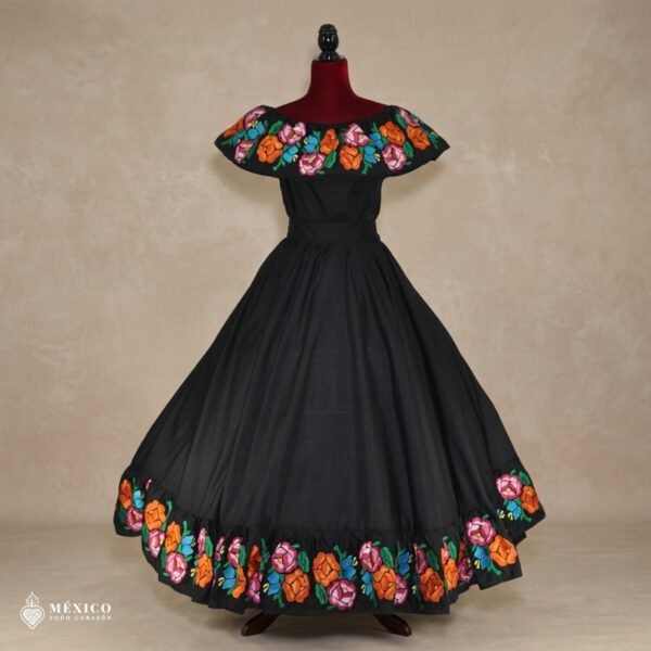 Traditional Mexican Embroidered Floral Dress – Handmade Special Edition.