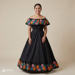Traditional Mexican Embroidered Floral Dress – Handmade Special Edition.