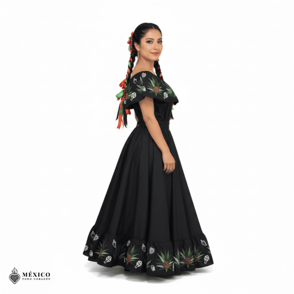 Traditional Mexican Embroidered Agave Dress – Handmade Special Edition.