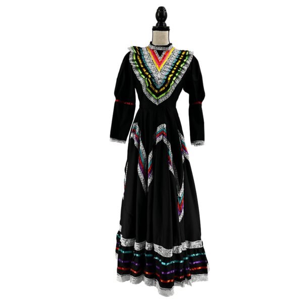 Black Traditional Jalisco One-Piece Dress for Girls & Teens (Size 14)