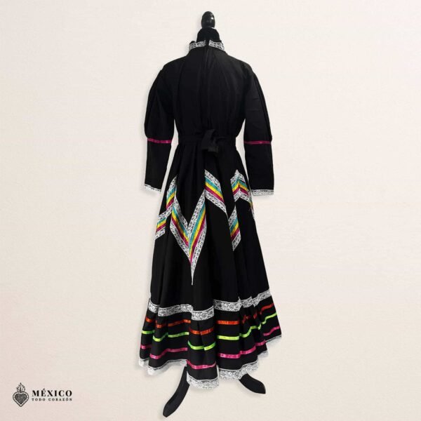 Black Traditional Jalisco One-Piece Dress for Girls & Teens (Size 12)