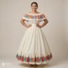 Traditional Mexican Embroidered Off White Floral Dress – Special Edition.