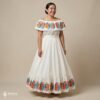 Traditional Mexican Embroidered Off White Floral Dress – Special Edition.