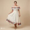 Traditional Mexican Embroidered Off White Floral Dress – Special Edition.