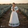 Off White Traditional Mexican Embroidered Agave Dress – Handmade Special Edition.