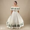 Off White Traditional Mexican Embroidered Agave Dress – Handmade Special Edition.